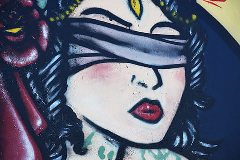 væg, kunst, vægmaleri, maleri, graffiti, kvinde, ansigt, hovedskud, portræt, kreativitet, tæt på, en person, indendørs, makeup, ung voksen, Kunst og håndværk, unge kvinder, livsstil, Kvinder, rigtige mennesker, skønhed, voksen, læbestift, multi farvet, maling, smuk kvinde, 5K, CC0, offentligt domæne, royaltyfrie