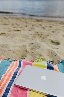 together, beach, sand, summer, tech, computer, macbook, technology, laptop, blanket, holidays, vacations, sea, outdoors, no People, relaxation, travel, travel Destinations, day, land, water, nature, sky, horizon, focus on foreground, publication, book, holiday, horizon over water, close-up, towel, selective focus, beach towel, 4K, CC0, public domain, royalty free