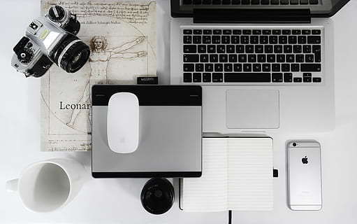 Weiß, Apfel magische Maus, grau, Trackpad, Spiegelreflexkamera, Platz, iPhone 6, 6s, MacBook, Profi, Tabelle, schwarz, DSLR-Kamera, Technik, Technologie, Desktop, Schreibtisch, Kamera, drucken, Kunst, Buch, Apfel, Mac, Maus, iphone, Tastatur, Becher, Computer, Laptop, Kommunikation, kabellose Technologie, Verbindung, Computer Tastatur, direkt darüber, keine Leute, drinnen, Computerausrüstung, tragbares Informationsgerät, Stillleben, Papier-, High Angle View, Büro, Möbel, 4K, CC0, gemeinfrei, lizenzfrei