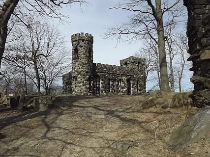 castelul rocilor gri, castel, copaci, abandonat, pădure, vechi, istoric, arhitectură, medieval, turn, stonework, Reper, regat, palat, istorie, trecutul, construită, vechea ruină, clădire, cer, religie, exteriorul clădirii, credință, natură, copac, lăcaș de cult, ruinat, zi, destinații de călătorie, arbore gol, spiritualitate, nici o persoana, civilizatie antica, în aer liber, arheologie, deteriorare, abaţie, coloană arhitecturală, perete de piatra, 2K, CC0, domeniu public, fără drepturi de autor