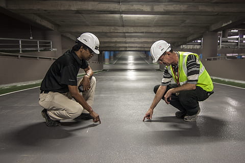 two, men, pointing, grey, floor, inside, underground, onsite, man, construction, worker, industry, industrial, work, people, helmet, white, professional, manager, business, engineer, builder, designer, developer, supervisor, personnel, person, two people, occupation, clothing, headwear, working, adult, indoors, protection, mid adult, mid adult men, safety, young adult, hat, young men, full length, security, 4K