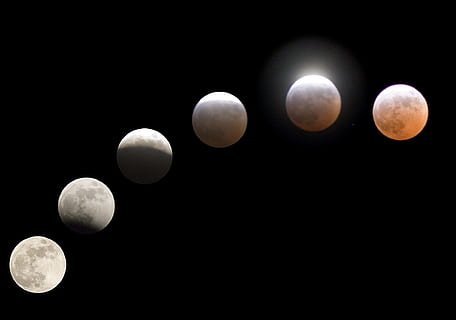 moon phase, moon, lunar, lunar eclipse, eclipse, space, sky, astronomy, night, full moon, moon surface, no people, nature, natural phenomenon, moonlight, sphere, beauty in nature, shape, black background, circle, planetary moon, clear sky, outdoors, astrology, digital composite, orbiting, 1080P, CC0, public domain, royalty free