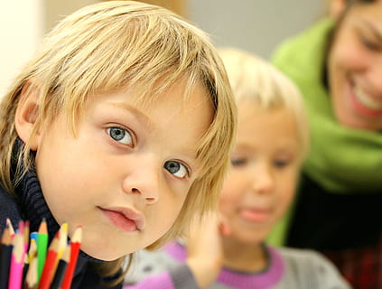 selective-focus photography, children, black, knitted, turtle-neck, top, apprentice, school, boy, drawing, view, hairstyle, schoolboy, lesson, pencils, childhood, child, offspring, portrait, females, headshot, blond hair, males, smiling, happiness, emotion, men, girls, togetherness, hair, women, positive emotion, fun, group of people, innocence, 2K, CC0, public domain, royalty free