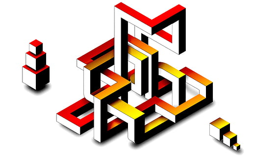 amarillo, rojo, papel tapiz de cubo, laberinto, espejismo, dibujo vectorial, firmar, comunicación, símbolo de flecha, Fondo blanco, separar, tridimensional, dirección, de color negro, gente, foto de estudio, el color blanco, símbolo, creatividad, elección, texto, forma, diseño, adentro, forma de bloque, 8K, CC0, dominio público, libre de derechos