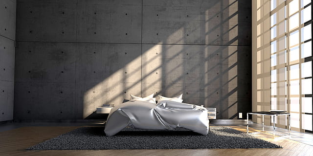 white satin bed, live, bedroom, architecture, modern, window, wall, concrete, luxury, home, empty, stone, contemporary, 3d model, 3d, visualization, lifestyle, indoors, no people, wealth, wall - building feature, single object, flooring, celebration, paper, domestic room, gift, box, event, surprise, absence, home interior, holiday, wrapping paper, box - container, 4K, CC0, public domain, royalty free