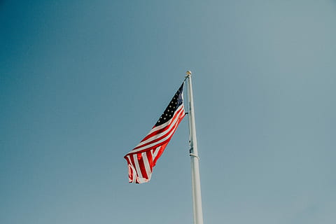 u.s., flag pole, daytime, u.s.a., flag, white, flagpole, winter, spring, blogging, blogger, patriotism, blue, low angle view, striped, sky, nature, clear sky, freedom, no people, independence, day, red, pole, waving, symbolism, environment, wind, outdoors, national icon, 5K, CC0, public domain, royalty free