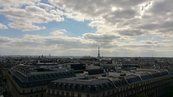 Paris, Eiffeltårnet, overskyet, skyline, arkitektur, himmel, bygget struktur, sky - himmel, bygning udvendig, bybilledet, by, bygning, boligområde, overfyldt, natur, høj vinkel visning, dag, tag, udendørs, byliv, fællesskab, afregning, 5K, CC0, offentligt domæne, royaltyfrie