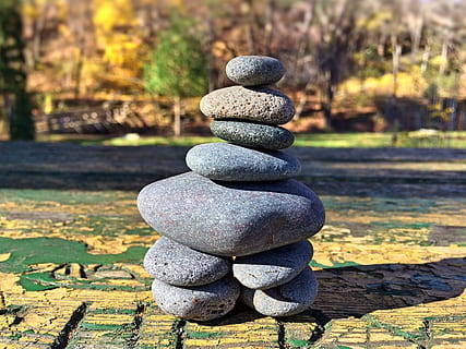 rock, stack, balance, stacked, nature, zen-like, stone - Object, pebble, stability, rock - Object, harmony, tranquil Scene, outdoors, arrangement, relaxation, buddhism, stone, solid, focus on foreground, no people, sunlight, land, tranquility, day, field, plant, beauty in nature, 2K, CC0, public domain, royalty free