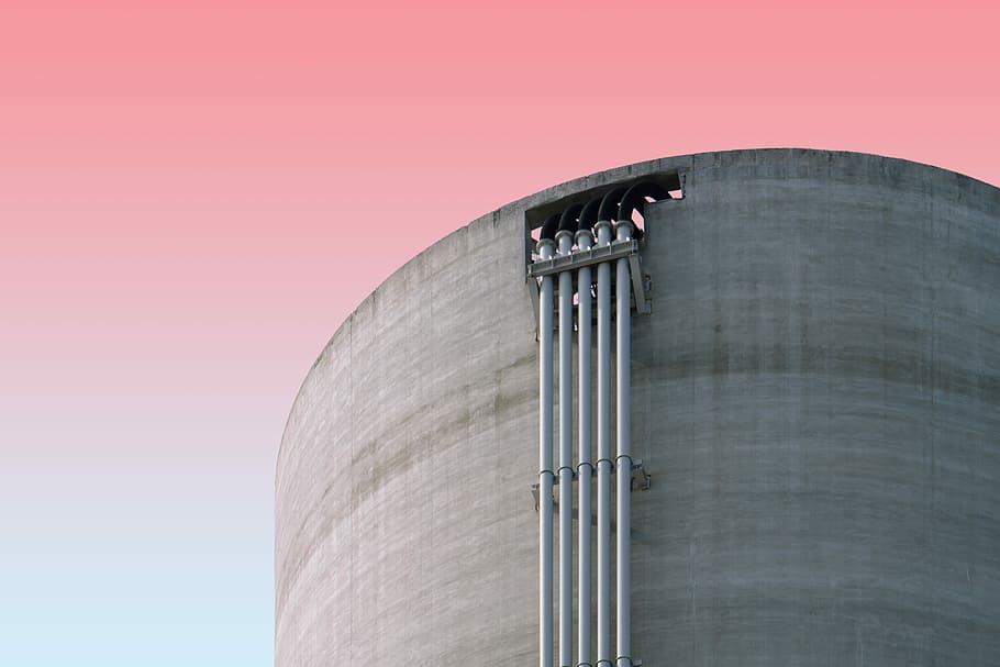 gri, metal borular, beton, bina, gökyüzü, eğim, mavi, pembe, kırmızı, mimari, hd duvar kağıdı, minimalizm, en az, Kent, Sanayi, insansız, kopya alanı, yakıt ve enerji üretimi, doğa, iş, dış yapı, silo, gün, açık hava, yapılı yapı, açık havada, fabrika, kapatmak, modern, çelik, sanat kültürü ve eğlence, alaşım, 5K