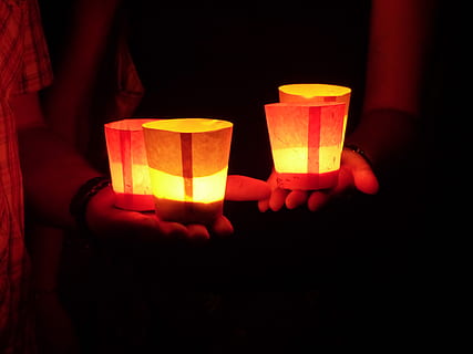 person, holding, four, lighted, candles, hand, keep, connectedness, love, romance, night, nightlight, mood, atmospheric, pair, duo, lights, long exposure, atmosphere, evening, candlelight, heat, festival of lights, festival, ulm, red, orange, yellow, illuminated, human hand, lighting equipment, glowing, human body part, indoors, fire, burning, candle, celebration, dark, drink, close-up, food and drink, flame, refreshment, glass, electric lamp, 4K, CC0, public domain, royalty free