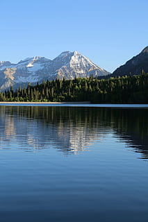 skog, främre, sjö, bergsbakgrund, Foto, grön, tall, träd, nära, bergen, kropp, vatten, reflexion, växt, natur, berg, blå, himmel, dal, summit, topp, bergskedja, scenics, lugn plats, utomhus, inget folk, scenics - natur, skönhet i naturen, lugn, vid vatten, icke-urbana scenen, idyllisk, klar himmel, snö, vinter-, snötäckt berg, bergstopp, 5K