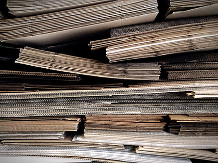 brown, stacked, cardboard box, cardboard, chaos, paper, stacks, unorganised, unorganized, stack, no people, pattern, indoors, large group of objects, architecture, wood - material, still life, day, full frame, high angle view, metal, sunlight, backgrounds, close-up, textured, industry, wood, rail transportation, ceiling, 4K, CC0, public domain, royalty free