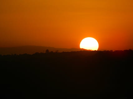 solnedgang, landskab, sol, Eventide, orange solnedgang, horisont, skønhed i naturen, himmel, scenics - natur, orange farve, rolig scene, ro, silhuet, idyllisk, ikke-urbane scene, miljø, natur, ingen mennesker, sollys, kopiere plads, udendørs, cirkel, fjern, romantisk himmel, formørkelse, 4K, CC0, offentligt domæne, royaltyfrie