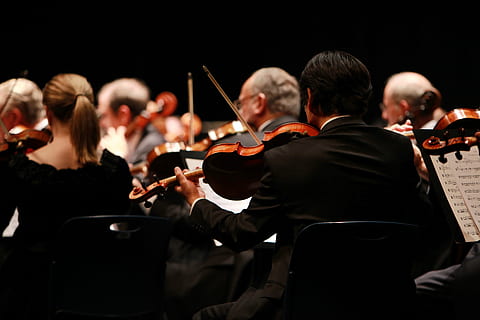 orchestra, sinfonia, palcoscenico, l'esecuzione, spettacoli, concerti, musica, violino, musicista, prestazione, solo adulti, strumento musicale, cultura artistica e intrattenimento, adulto, gruppo di persone, uomini, musica classica, artista, donne, evento artistico, abilità, in casa, strumento a corda, violinista, metà delle donne adulte, adulto maturo, uomini maturi, 5K, CC0, dominio pubblico, privo di copyright