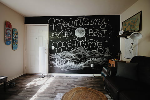 mountains, best, medicine wall painting, medicine, painted, wall, type, chalk, chalk wall, mountains are the best medicine, inspiring, quote, room, home, space, interior, door, typography, illustration, minimal, indoors, graffiti, no people, home interior, entrance, blackboard, art and craft, architecture, domestic room, wall - building feature, window, built structure, flooring, day, board, creativity, messy, empty, table, economy, 5K, CC0, public domain, royalty free