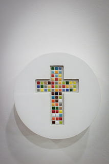 cross, tile, wall decorations, indoors, no people, studio shot, white background, choice, shape, shadow, close-up, creativity, white color, variation, geometric shape, circle, directly above, wall - building feature, large group of objects, communication, copy space, high angle view, 4K, CC0, public domain, royalty free