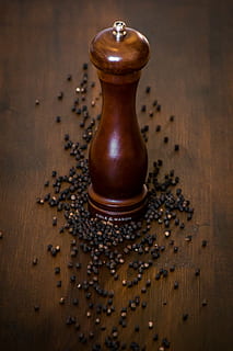 brown, cole mason pepper shaker, pepper, pepper mill, sharp, benefit from, spices, grains, black pepper, season, spice mill, mill, pfefferkorn, grind, pepper ground, wooden table, dark wood, wood - material, food and drink, roasted coffee bean, table, high angle view, brown background, close-up, no people, indoors, still life, spice, food, freshness, coffee - drink, seasoning, coffee, large group of objects, black peppercorn, caffeine, pepper - seasoning, 4K, CC0, public domain, royalty free