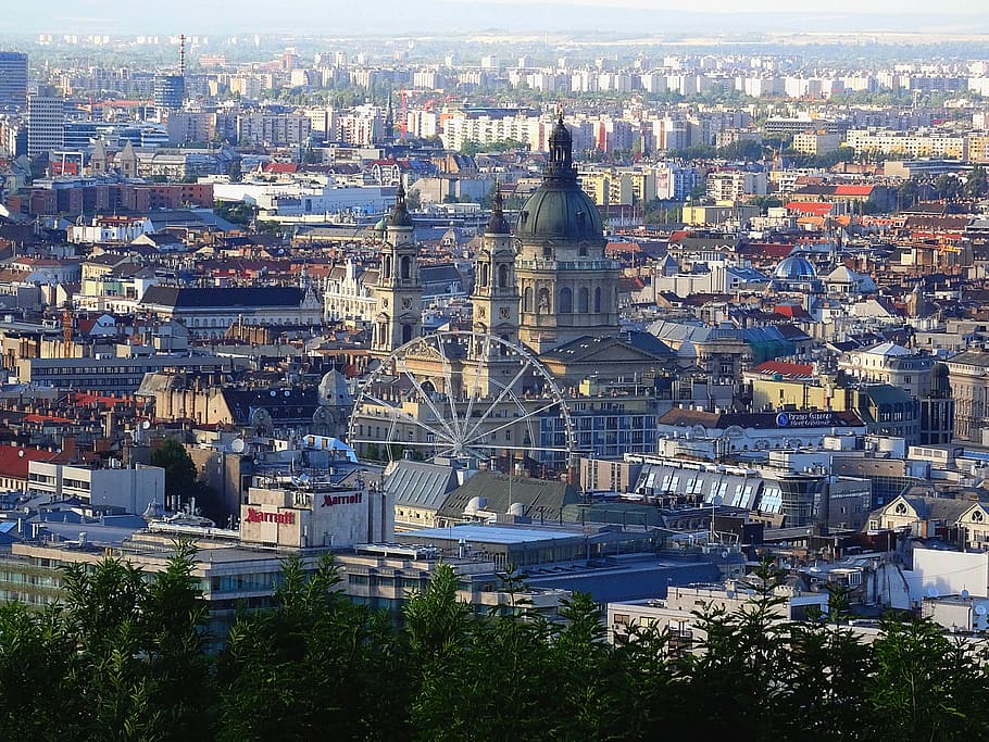 budapest, centro, visualizzazioni, esterno dell'edificio, architettura, struttura costruita, città, paesaggio urbano, costruzione, vista dall'alto, affollato, quartiere residenziale, natura, folla, destinazioni di viaggio, giorno, albero, all'aperto, pianta, viaggio, turismo, edificio per uffici esterno, grattacielo, 8K