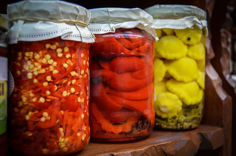 odrůda, zachována, potraviny, přípravků, sklenice, ovoce, džem, přírodní potraviny, jíst, eco, jídlo a pití, jídlo, Zdravé stravování, svěžest, kontejner, zavařeniny, nikdo, zeleniny, blahobyt, detail, uvnitř, stálý život, koření, stůl, v řadě, okurka, variace, maloobchodní, 4K