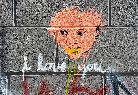 iubesc, semn, față, man artwork, om, perete fata, desen, graffiti, perete pictat, mesaj, perete, te iubesc, montare pe perete, construită, arhitectură, zid de cărămidă, exteriorul clădirii, cărămidă, nici o persoana, texturată, zi, roșu, artă și sculptură, creativitate, cadru complet, model, a închide, în aer liber, lumina soarelui, comunicare, beton, 2K, CC0, domeniu public, fără drepturi de autor
