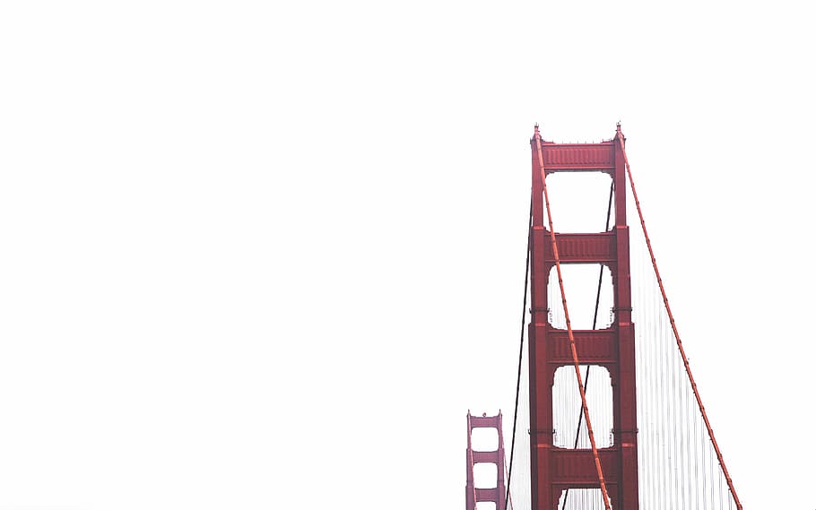 gylden, gate bro, california, san francisco, bro, rød, himmel, Sky, tåge, hvid, ingeniørarbejde, arkitektur, minimal, Golden Gate bro, by, kopiere plads, bygget struktur, ingen mennesker, lav vinkel visning, hængebro, skyfri himmel, transportmidler, natur, bro - menneskeskabt struktur, forbindelse, dag, tårn, rejsemål, rejse, bygning udvendig, 4K