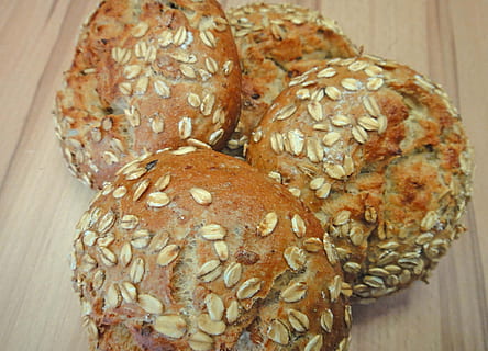 oat bread, full value, bio, food, baked, bread, food and drink, close-up, indoors, freshness, wellbeing, seed, still life, healthy eating, sesame, table, wholegrain, no people, sesame seed, ready-to-eat, high angle view, bun, indulgence, brown bread, breakfast, dieting, temptation, 2K, CC0, public domain, royalty free