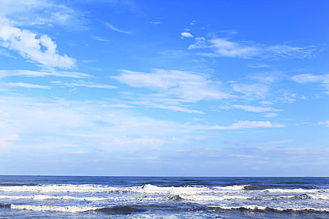 zomer, hemel, bederven, zee, water, horizon over water, horizon, scenics - natuur, schoonheid in de natuur, blauw, land-, wolk - lucht, strand, dag, rustige scène, Golf, kalmte, natuur, beweging, geen mensen, buitenshuis, 4K, CC0, publiek domein, royaltyvrij