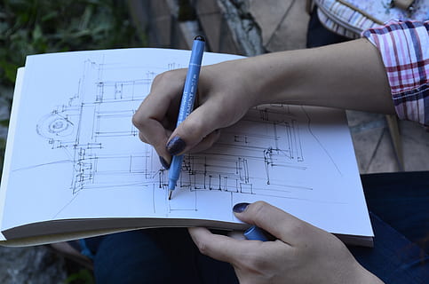 person sketching house, figure, draft, sketch, process, drawing, brush, creator, art, paper, creativity, painter, surface, master, inspiration, artist, to draw, element, human hand, one person, art and craft, human body part, hand, pen, plan, drawing - activity, pencil, holding, close-up, design professional, writing, construction industry, blueprint, architect, planning, paperwork, 4K, CC0, public domain, royalty free
