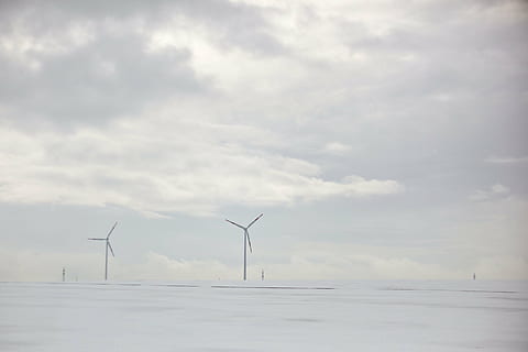 windmills, filed, day, windmill, snow, white, clouds, sky, alternative energy, wind turbine, wind power, fuel and power generation, no people, nature, outdoors, tranquility, cold temperature, turbine, environmental conservation, renewable energy, environment, cloud - sky, scenics - nature, beauty in nature, landscape, technology, land, tranquil scene, sustainable resources, power in nature, power supply, 2K