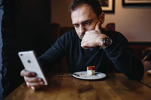 elegantly, dressed, man sititng, cafe, Young, man, caucasian, interior, coffee, break, male, city, business, indoor, indoors, men, one Person, people, adult, males, one Man Only, sitting, caucasian Ethnicity, coffee - Drink, lifestyles, drinking, only Men, looking, casual Clothing, mobile Phone, technology, drink, adults Only, wireless Technology, relaxation, copy Space, table, communication, smart phone, portable information device, connection, telephone, text messaging, food and drink, activity, portrait, holding, 5K