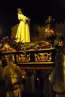 Jesus, Arrest, Easter, father, procession, passion, stretcher, penance, thursday, god, death, sacrifice, lantern, step, image, tied, calvary, cruz, forgiveness, religion, buddhism, spirituality, statue, buddha, cultures, praying, thailand, temple - Building, asia, church, night, built structure, architecture, building exterior, illuminated, human representation, sculpture, representation, art and craft, male likeness, belief, creativity, no people, craft, female likeness, city, 2K, CC0, public domain, royalty free