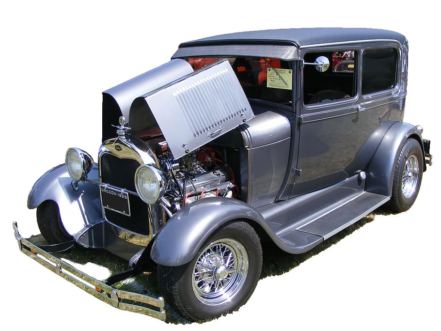 oldtimer, cotxe, ford, coupe, model a, 1929, vintage, barra calenta, v8, restauració, restaurada, manera de transport, vehicle terrestre, transport, automòbil, fons blanc, estacionari, estil retro, cotxe d'època, dia, cap gent, metall, naturalesa, cel clar, a l'aire lliure, tir de l'estudi, viatjar, faro, tallar, 1080P
