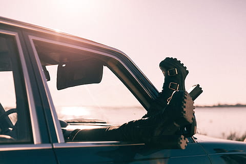 person, sitting, inside, car, wearing, black, boots, lying, vehicle, Young Rebels, transportation, outdoors, land Vehicle, driving, one man only, adult, mode of transportation, nature, sky, motor vehicle, clear sky, day, no people, representation, animal, window, travel, mammal, glass - material, animal themes, domestic, sculpture, 4K, CC0, public domain, royalty free