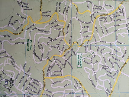 green, yellow, map, spain, directions, geography, navigation, streets, plan, roads, full frame, pattern, no people, backgrounds, indoors, art and craft, text, wall - building feature, architecture, built structure, communication, representation, creativity, western script, paper, close-up, still life, education, multi colored, 2K, CC0, public domain, royalty free