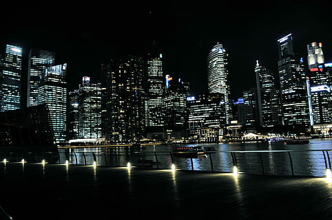 landscape photograph, high-rise, buildings, body, water, night, setting, landscape, photograph, high-rise buildings, body of water, skyscraper, cityscape, urban Scene, urban Skyline, illuminated, reflection, downtown District, city, architecture, building Exterior, built Structure, office Building, river, dark, architecture And Buildings, modern, no People, business, financial District, city Life, building, office building exterior, waterfront, tall - high, sky, outdoors, 1080P, CC0, public domain, royalty free