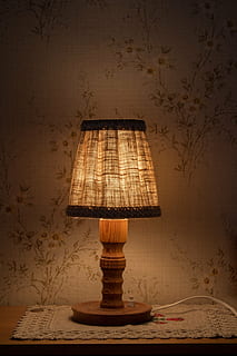 night table lamp, light, bedside table, lighting, electric light, rays, warm white, light bulb, hell, mouth guard, energy, bulbs, pear, enlighten, lamp, yellow, mood, atmospheric, refraction, atmosphere, room lighting, ambience, wallpaper, rustic, electric lamp, lighting equipment, indoors, no people, illuminated, lamp shade, pattern, furniture, wall - building feature, table, night, home interior, absence, nostalgia, retro styled, antique, floral pattern, domestic room, side table, ornate, 5K, CC0, public domain, royalty free