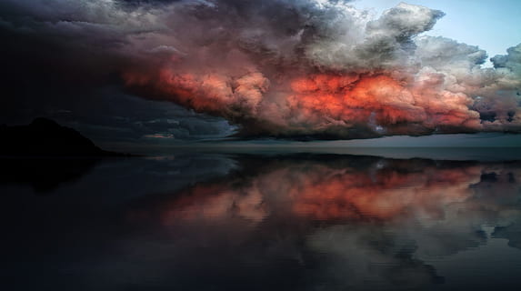 explozie fotografie panoramică, întuneric, nori, noros, Munte, în aer liber, mare, apă, reflecţie, nor - cer, natură, lac, nici o persoana, cer, fumul - structura fizică, frumusețe în natură, scenice - natura, mediu inconjurator, zi, probleme de mediu, mişcare, copac, liniște, amurg, poluare, putere în natură, 1080P, CC0, domeniu public, fără drepturi de autor