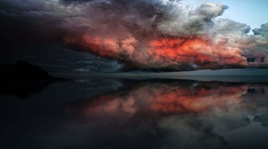 explozie fotografie panoramică, întuneric, nori, noros, Munte, în aer liber, mare, apă, reflecţie, nor - cer, natură, lac, nici o persoana, cer, fumul - structura fizică, frumusețe în natură, scenice - natura, mediu inconjurator, zi, probleme de mediu, mişcare, copac, liniște, amurg, poluare, putere în natură, 1080P