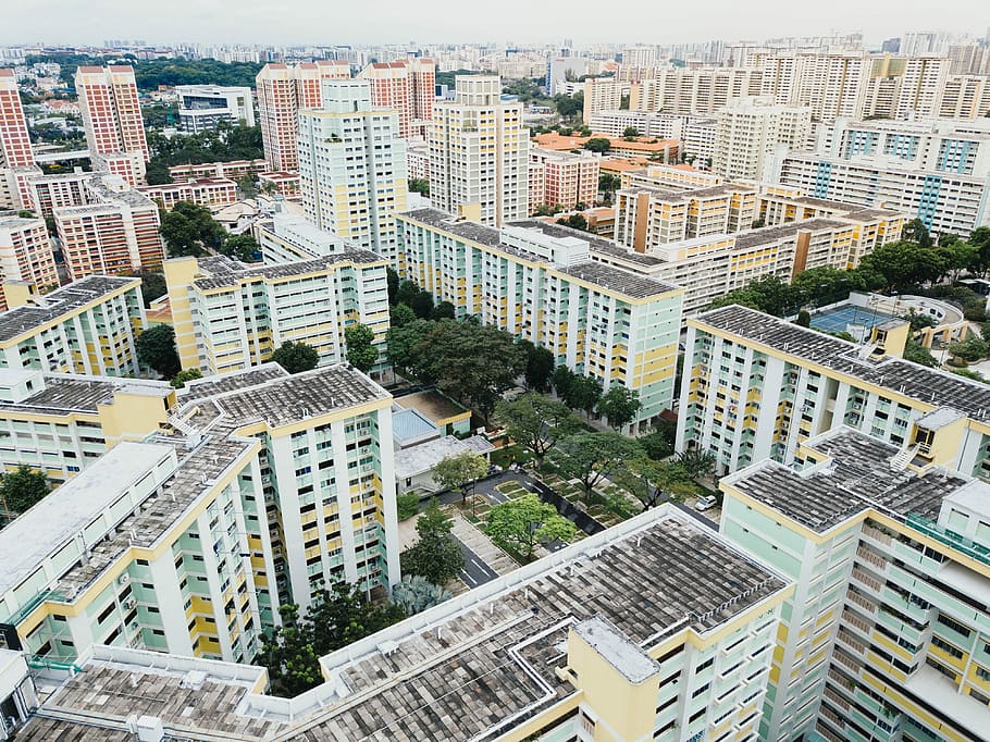 aereo, foto, bianca, blu, arancia, alto, sorgere edifici, fotografia aerea della città, costruzione, architettura, Torre, grattacielo, città, esterno dell'edificio, struttura costruita, paesaggio urbano, quartiere residenziale, alto - alto, folla, edificio per uffici esterno, vista dall'alto, giorno, moderno, affollato, all'aperto, natura, vita di città, distretto finanziario, appartamento, insediamento, 4K