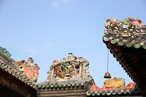 Antike Architektur, Tempel, Gebäude, Kunst, Kultur, China Wind, chinesischer Stil, chinesische architektur, chinesische Kultur, die Architektur, Religion, gebaute Struktur, Anbetungsstätte, Glauben, Gebäudehülle, Spiritualität, Himmel, Kunst und Handwerk, Natur, Skulptur, klarer Himmel, Flachwinkelansicht, Reiseziele, Geschichte, Statue, keine Leute, draußen, aufwendig, Dachziegel, 1080P, CC0, gemeinfrei, lizenzfrei