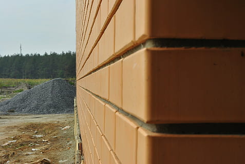 angle, wall, brick, seam, construction Industry, day, no people, land, nature, outdoors, transportation, architecture, plant, landscape, container, sky, field, built structure, close-up, stack, tree, wood - material, non-urban scene, industry, 2K, CC0, public domain, royalty free