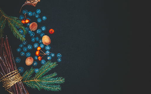 fondo de pantalla digital de pavo real, negro, azul, verde, bordado, textil, arándano, Fruta, Cereza, hoja, pino, cono, oscuro, Navidad, árbol de Navidad, Decoración navideña, celebracion, decoración, iluminado, tradicion, árbol, nadie, vacaciones, copia espacio, evento festivo, evento de celebración, evento, luces de Navidad, naturaleza, planta, adentro, equipo de iluminación, fondo negro, brillante, 4K, CC0, dominio público, libre de derechos