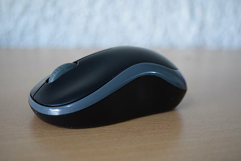 computer, topo, senza fili, dispositivo, colore nero, tecnologia, connessione, mouse del computer, nessuno, tecnologia wireless, tavolo, comunicazione, avvicinamento, attrezzatura informatica, singolo oggetto, messa a fuoco selettiva, concentrarsi sulle conoscenze acquisite, in casa, sicurezza, natura morta, legno - materiale, copia spazio, accessorio personale, 4K, CC0, dominio pubblico, privo di copyright
