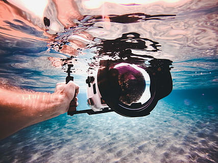 underwater, photography, person, holding, white, camera, underwater photography, sea, snorkeling, snorkel, swimming, underwater Diving, water, diving Into Water, summer, sport, vacations, people, nature, men, outdoors, recreational Pursuit, leisure Activity, blue, swimming Goggles, scuba Diving, fun, diving, two people, adult, adults only, technology, real people, lifestyles, pool, swimming pool, reflection, human hand, day, hand, floating on water, 4K, CC0, public domain, royalty free