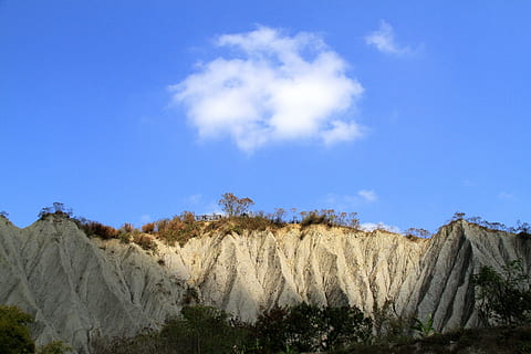 mal, desnudo, volcán de lodo, baiyun, día azul, luz y sombra, mundo lunar, calidad, piedra de barro, Desierto, agricultura, azul, naturaleza, escena rural, cielo, nube - cielo, planta, ambiente, nadie, tierra, tranquilidad, día, paisaje, paisajes - naturaleza, belleza en la naturaleza, luz del sol, al aire libre, escena tranquila, campo, montón, árbol, fluido, 2K, CC0, dominio público, libre de derechos
