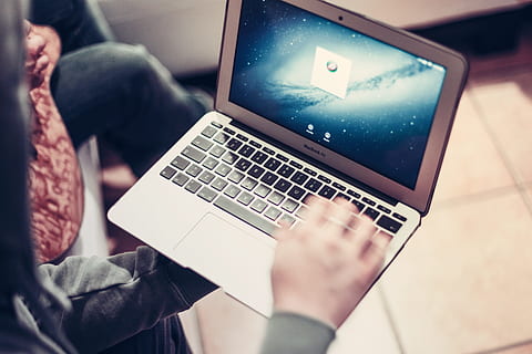macbook air, turned, macbook, notebook, apple, device, mockup, computer, communication, display, equipment, internet, learning, writing, student, wireless technology, laptop, technology, connection, using laptop, human hand, computer equipment, one person, hand, portable information device, human body part, indoors, adult, portability, keyboard, computer keyboard, typing, surfing the net, 5K, CC0, public domain, royalty free