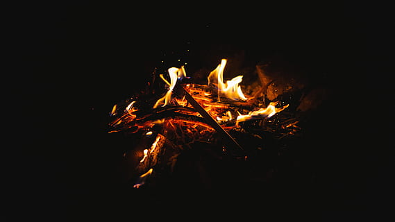 Low-Light-Fotografie, Feuer, Foto von Lagerfeuer, Kamin, Verbrennung, Flamme, lodern, glühend, Feuer - natürliches Phänomen, Hitze - Temperatur, Lagerfeuer, Gelb, Nacht-, schwarze Farbe, Natur, Hintergründe, Inferno, Brennholz, Holz - Material, keine Leute, Camping, Log, Bewegung, Holz, kopieren sie platz, Nahansicht, schwarzer Hintergrund, draußen, dunkel, 5K, CC0, gemeinfrei, lizenzfrei
