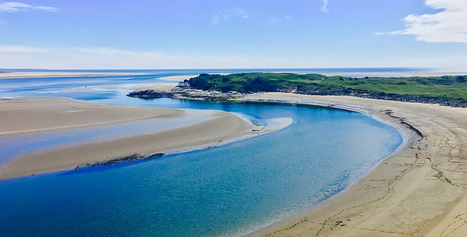 north wales, rolig, kropp, vann, elv, strøm, Strand, blå, hav, land, himmel, naturskjønnhet - natur, skjønnhet i naturen, natur, rolig scene, ro, sky - himmel, miljø, sand, dag, reisemål, lagune, ingen folk, landskap, utendørs, 4K