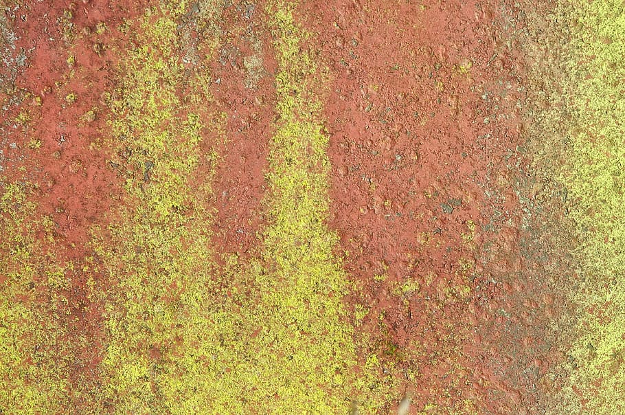 textura, vzor, abstraktní, Pozadí, kov, rez, oxidace, Červené, zelená, oxid, celý rám, rostlina, nikdo, žlutá, den, vysoký úhel pohledu, Příroda, růst, venku, přímo nad, krása v přírodě, zelená barva, tráva, pole, přistát, detail, vícebarevné, texturou, 4K