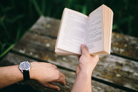 lake, Reading book, people, summer, book, opened notebook, time, old pier, evening, magic hour, wooden pier, girl reading book, boy reading book, man with book, woman with book, wooden boards, pier, religion, spirituality, bible, praying, christianity, human Hand, reading, religious Text, god, holding, education, literature, learning, outdoors, human body part, one person, day, hand, real people, publication, leisure activity, paper, lifestyles, high angle view, wood - material, focus on foreground, wristwatch, men, activity, watch, finger, 5K